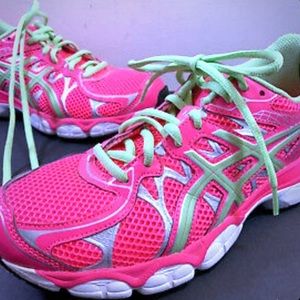 ASICS hot pink and green